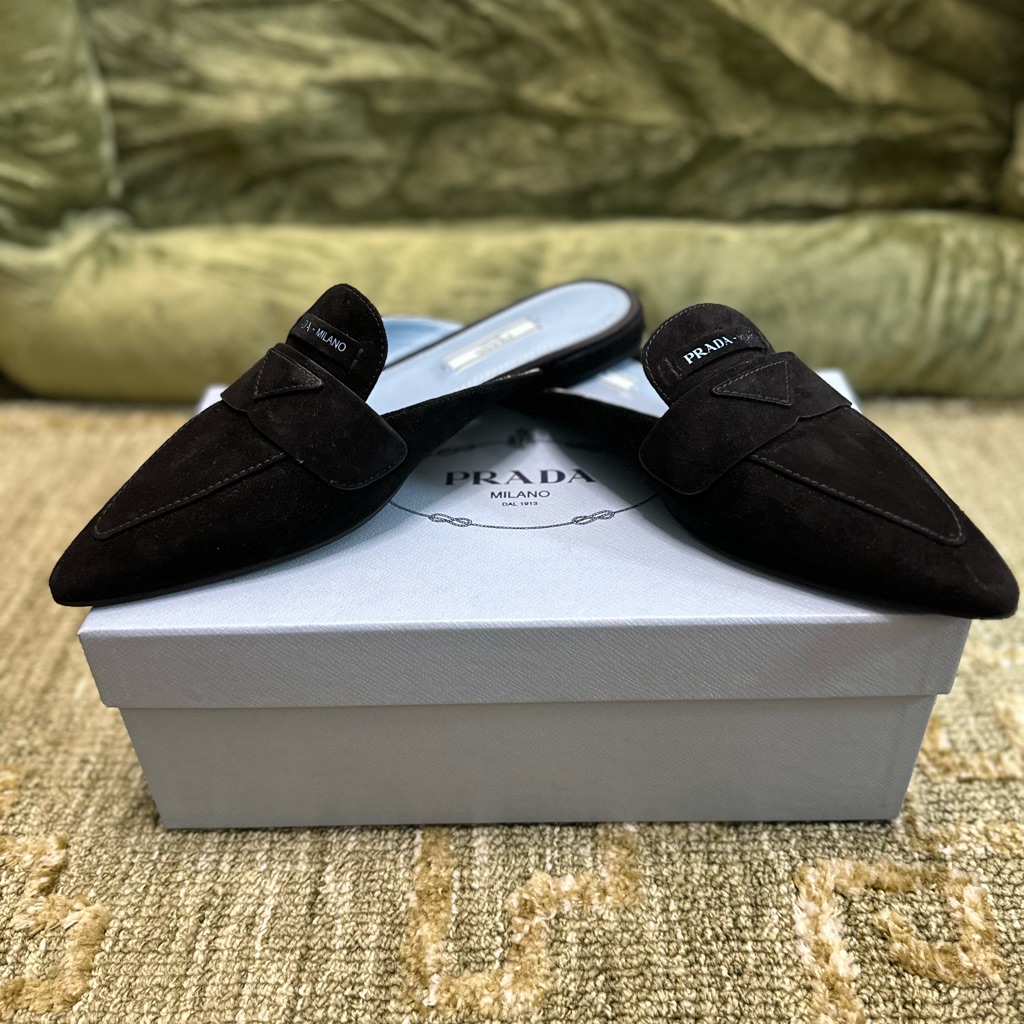 Prada Women's Black Suede Loafers